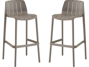 Lot de 2 chaises hautes de jardin empilable "Vaena" - Taupe