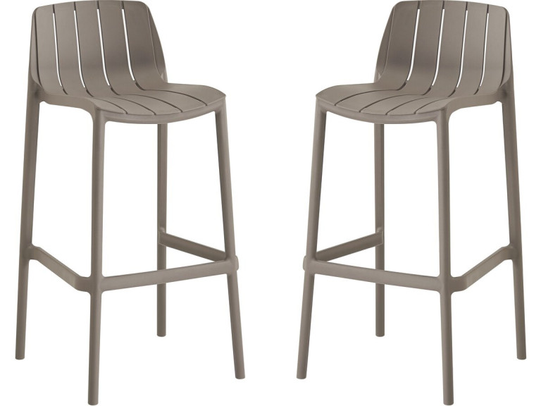 Lot de 2 chaises hautes de jardin empilable "Vaena" - Taupe