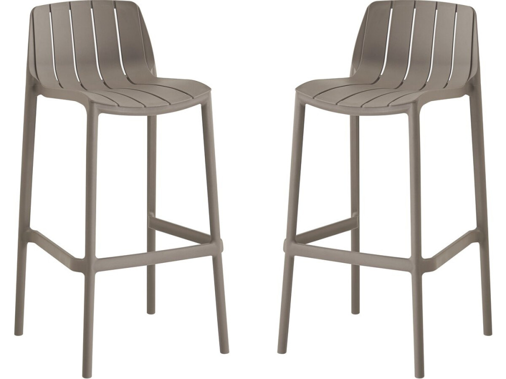 Lot de 2 chaises hautes de jardin empilable "Vaena" - Taupe