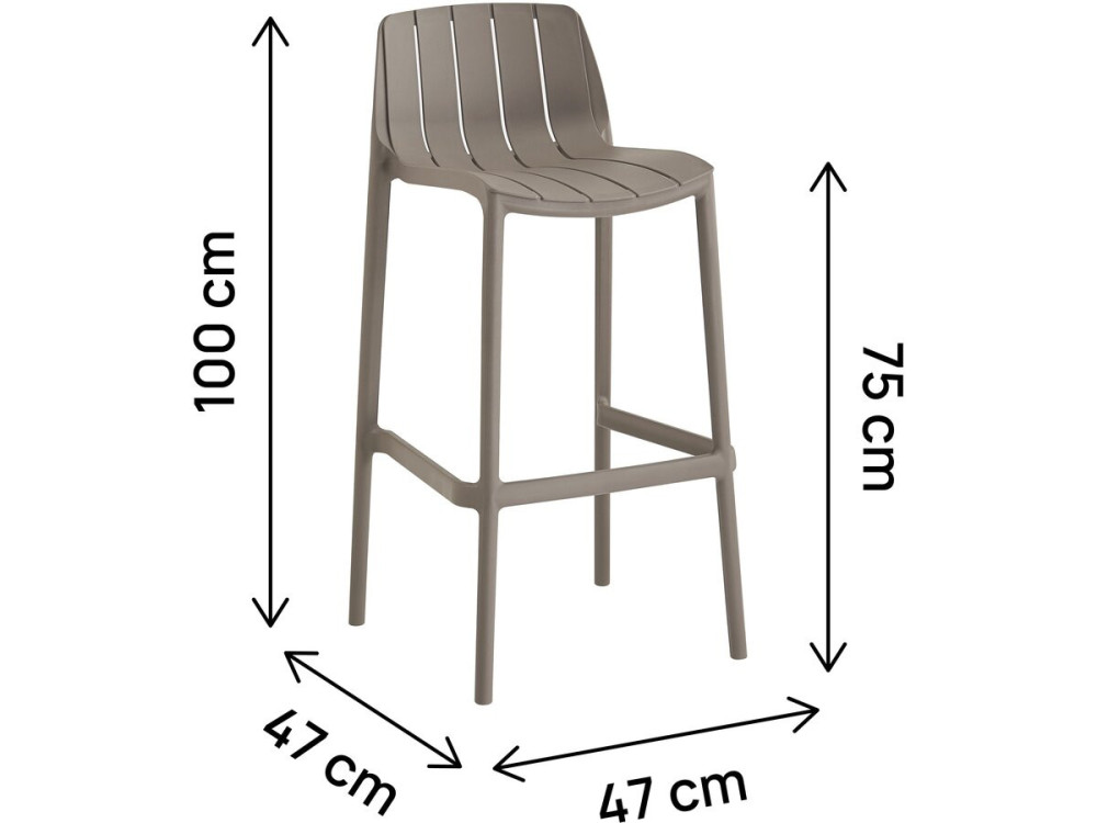 Lot de 2 chaises hautes de jardin empilable "Vaena" - Taupe