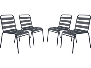 Lot de 4 chaises de jardin en métal empilables "Bilbao" - Gris
