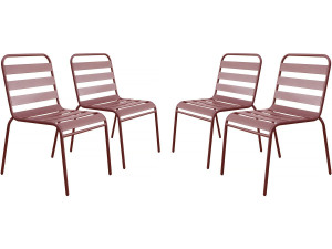 Lot de 4 chaises de jardin en métal empilables "Bilbao" - Terracotta