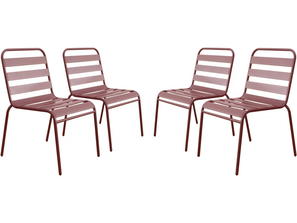 Lot de 4 chaises de jardin en métal empilables "Bilbao" - Terracotta