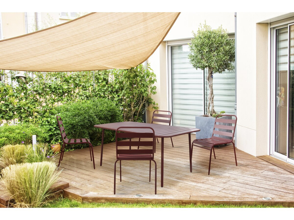Lot de 4 chaises de jardin en métal empilables "Bilbao" - Terracotta