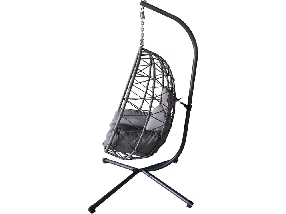 Fauteuil oeuf suspendu en rotin "Cosi" - 99 x 92 x 194 cm - Gris