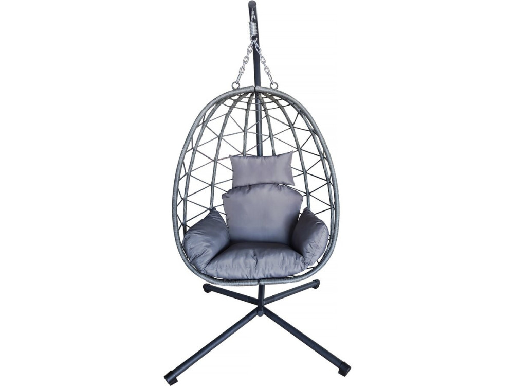 Fauteuil oeuf suspendu en rotin "Cosi" - 99 x 92 x 194 cm - Gris