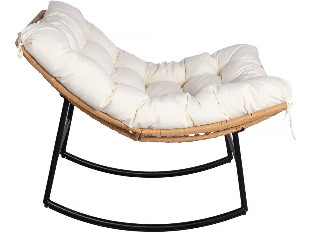 Fauteuil à bascule papasan avec coussin intérieur/extérieur "Papaya" - Beige
