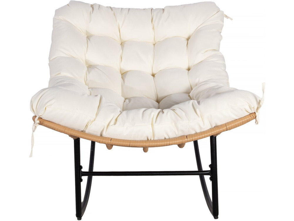 Fauteuil à bascule papasan avec coussin intérieur/extérieur "Papaya" - Beige