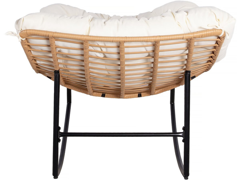 Fauteuil à bascule papasan avec coussin intérieur/extérieur "Papaya" - Beige