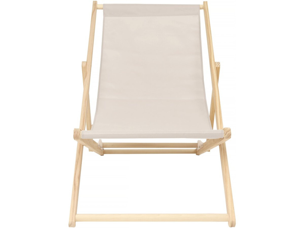 Lot de 2 transats en bois "Chilienne" - 107 x 56.5 x 81 cm - Ecru