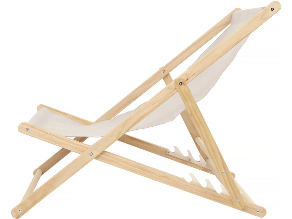 Lot de 2 transats en bois "Chilienne" - 107 x 56.5 x 81 cm - Ecru