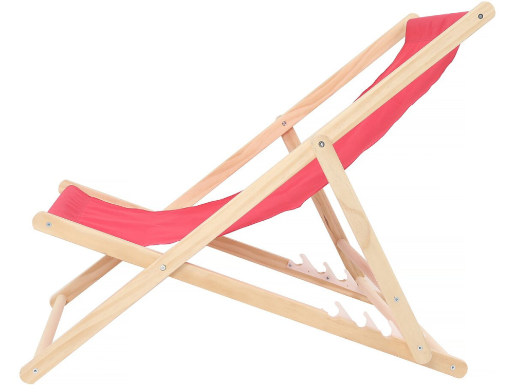 Lot de 2 transat en bois "Chilienne" - 107 x 56.5 x 81 cm - Rouge