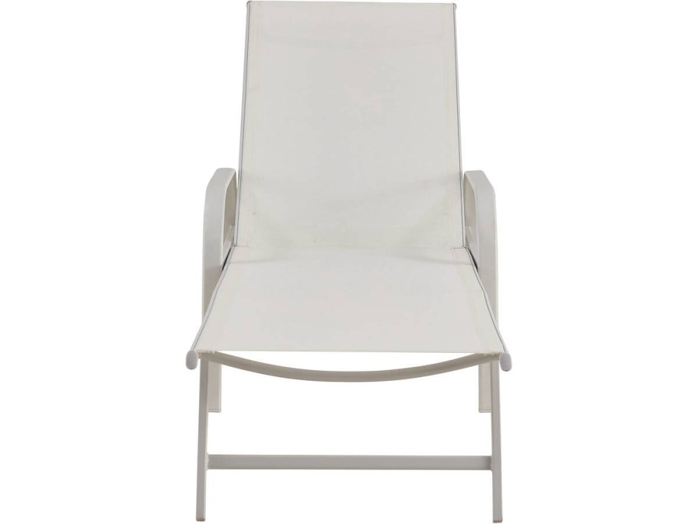 Lot de 2 Bains de soleil en métal avec accoudoirs "Farniente" - Blanc