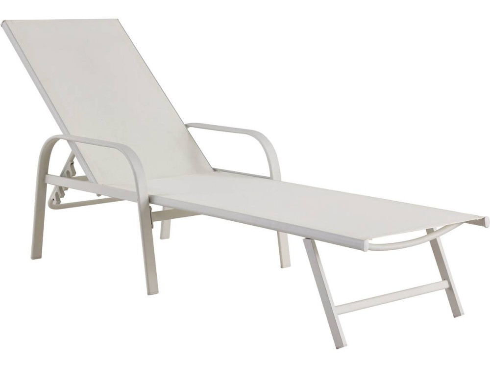 Lot de 2 Bains de soleil en métal avec accoudoirs "Farniente" - Blanc