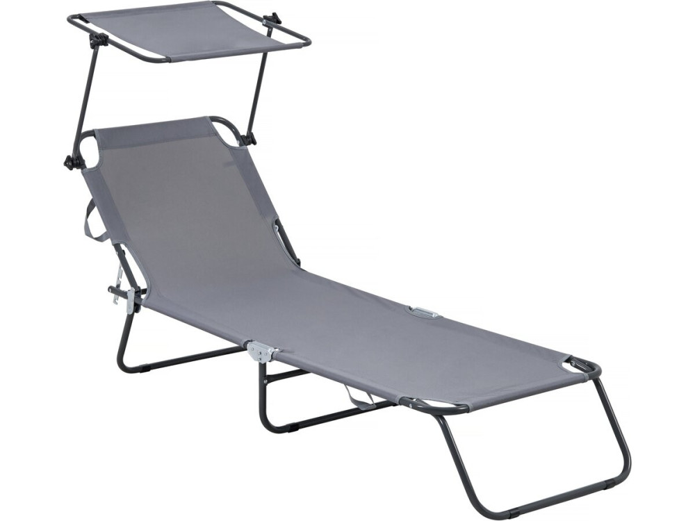 Bain de soleil pliable "Lazy" - Avec pare soleil - Gris