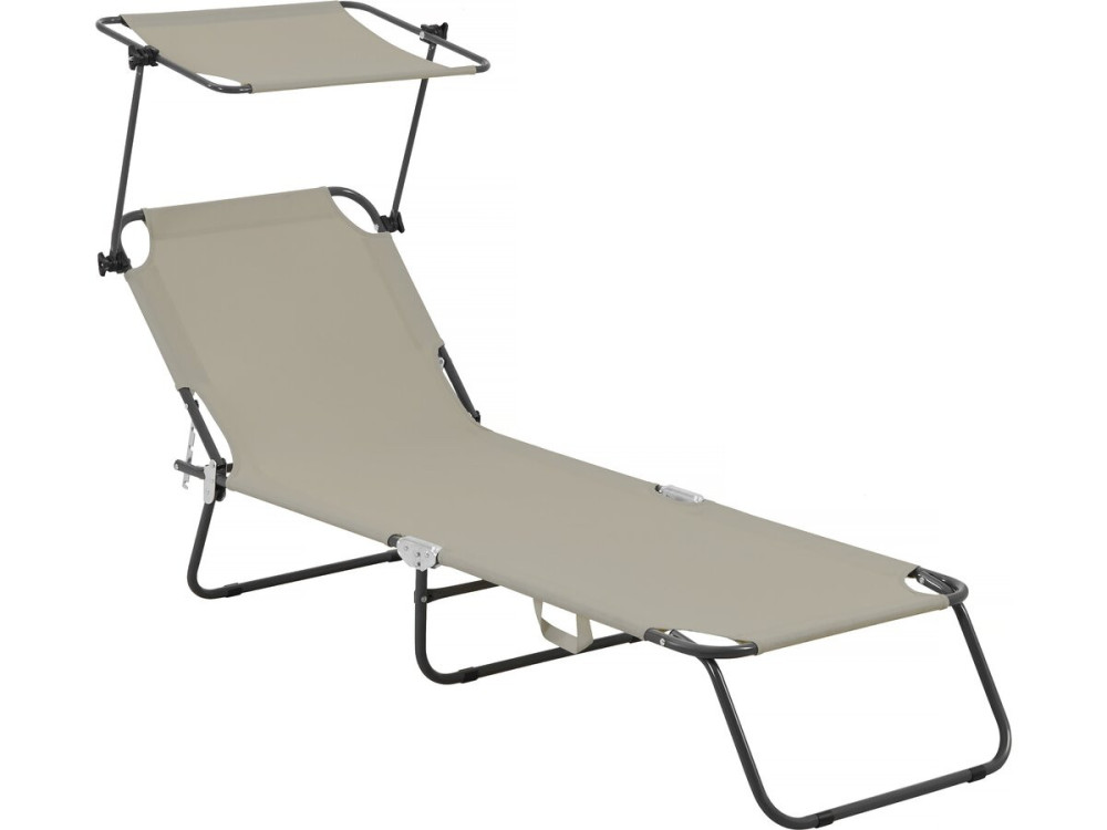 Bain de soleil pliable "Lazy" - Avec pare soleil - Taupe