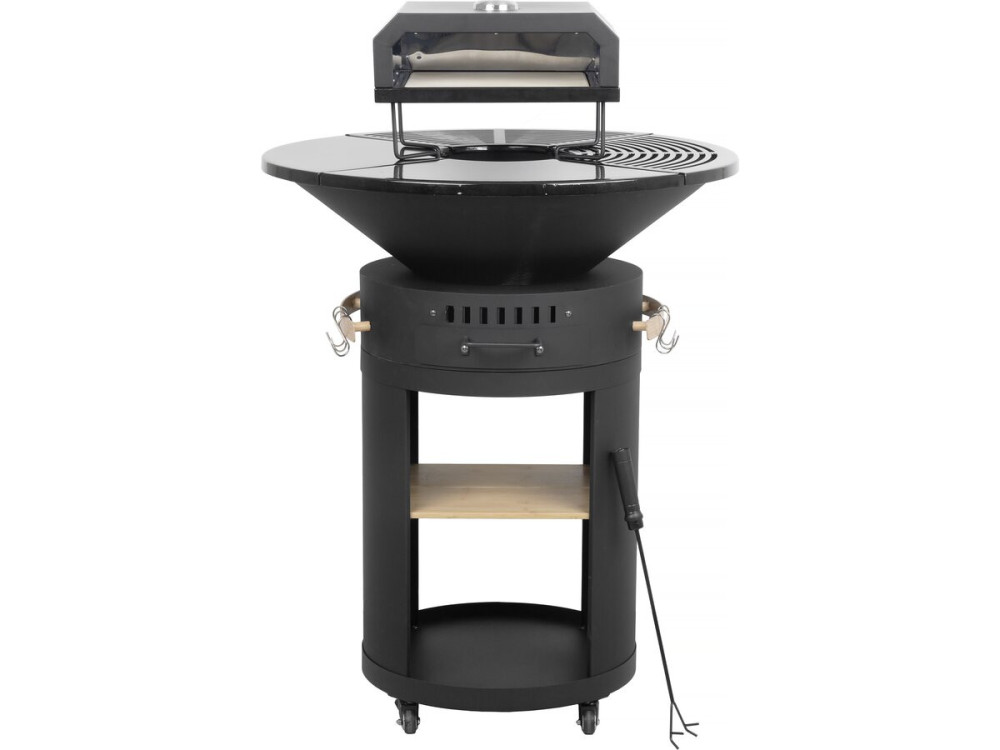 Barbecue plancha brasero avec four à pizza "César premium"- Ø 81 cm - Noir
