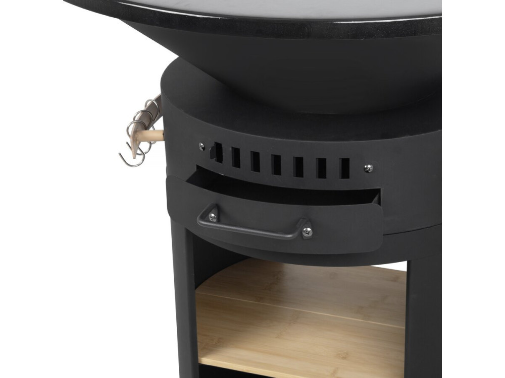 Barbecue plancha brasero avec four à pizza "César premium"- Ø 81 cm - Noir