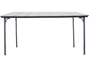 Pergola tonnelle adossée "Marvin" - 4 x 3 m - 423 x 298 x 243 cm - Gris foncé