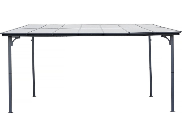 Pergola tonnelle adossée "Marvin" - 4 x 3 m - 423 x 298 x 243 cm - Gris foncé