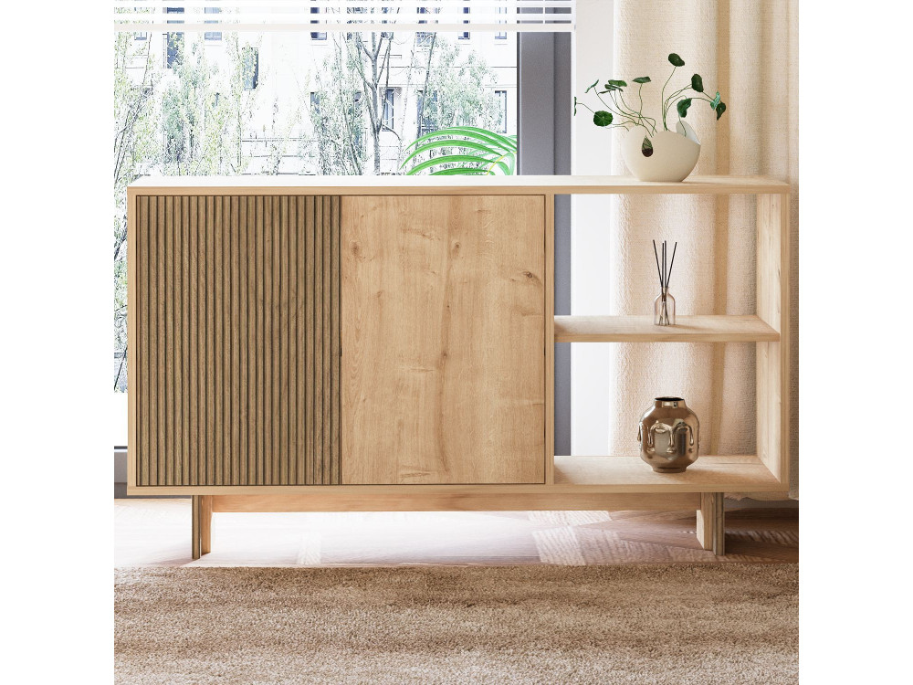 Buffet en bois "Ravello" - 140 x 35 x 80 cm - Beige