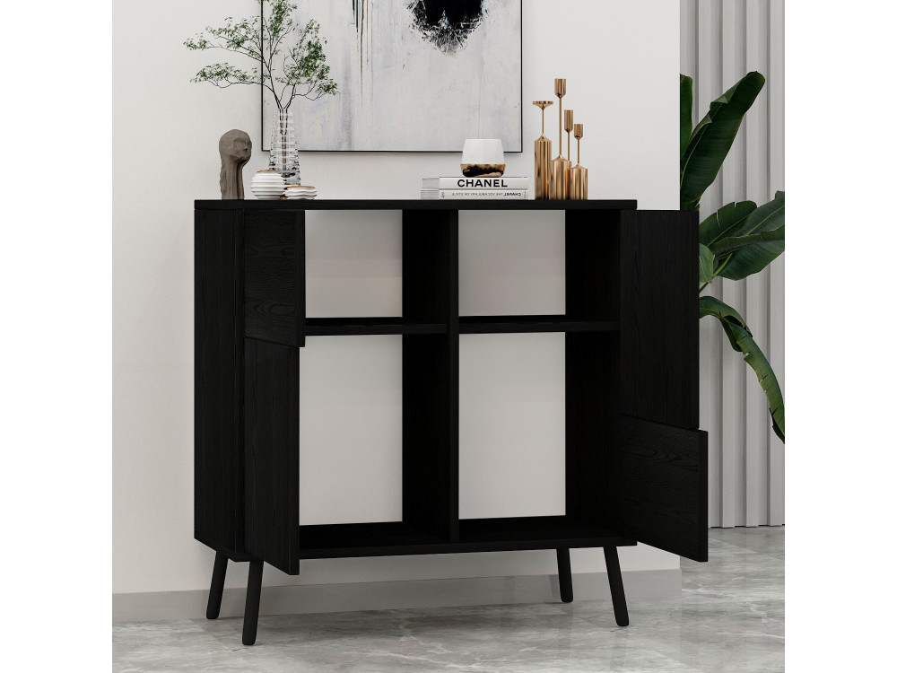 Armoire multifonction en bois "Darien" - 76.5 x 35 x 79.5 cm - Bois Noir