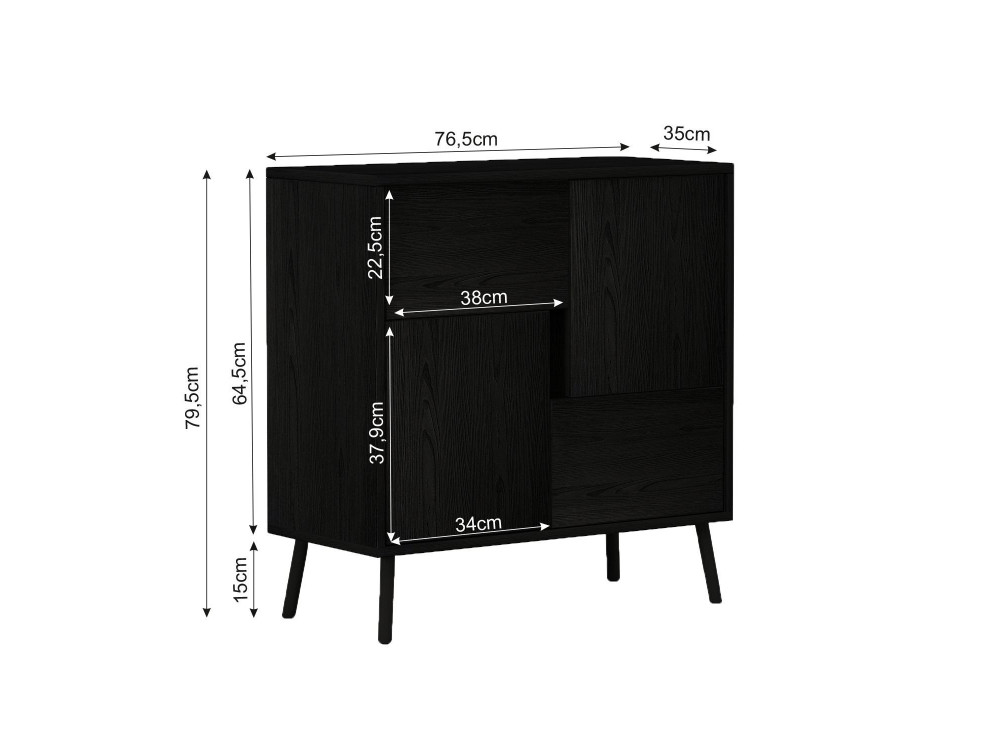 Armoire multifonction en bois "Darien" - 76.5 x 35 x 79.5 cm - Bois Noir
