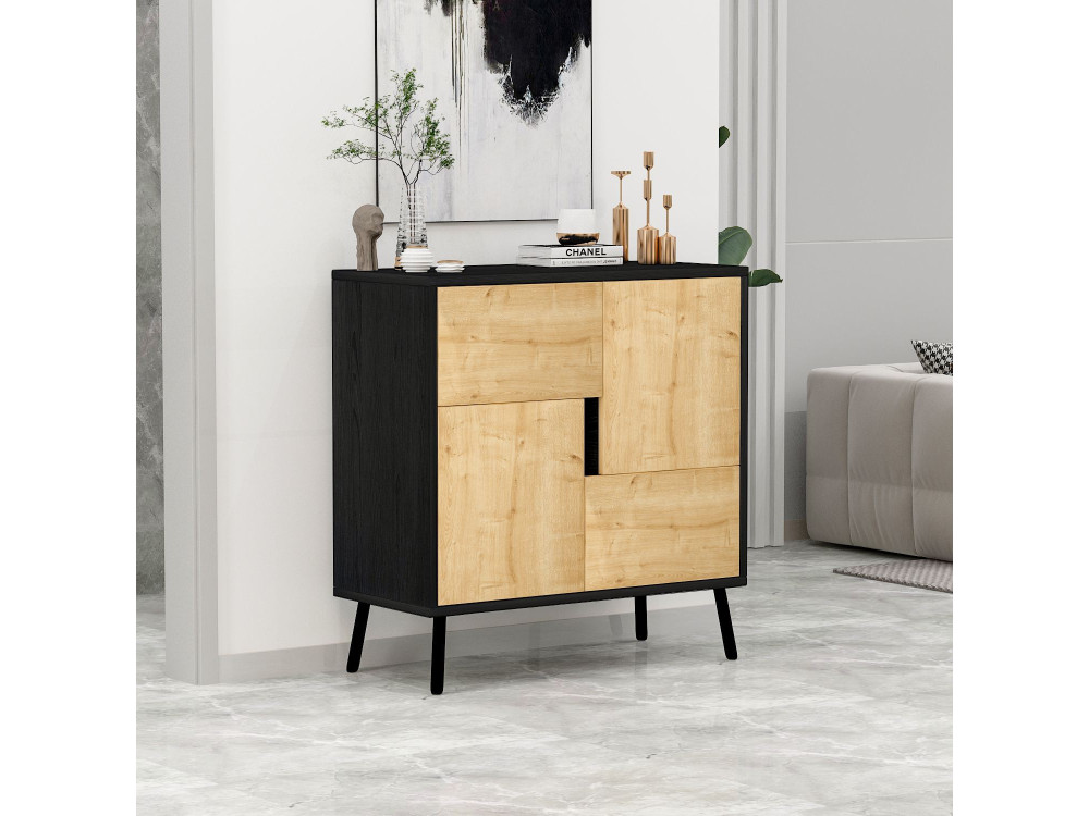 Armoire multifonction en bois "Darien" - 76.5 x 35 x 79.5 cm - Bois Noir