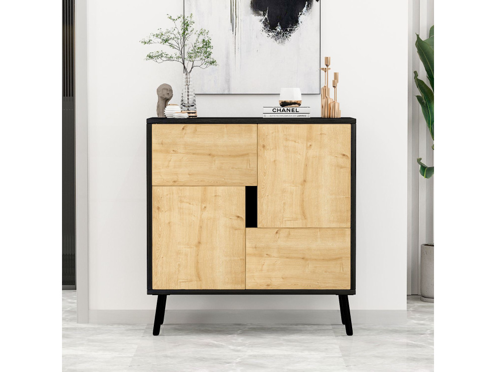 Armoire multifonction en bois "Darien" - 76.5 x 35 x 79.5 cm - Bois Noir