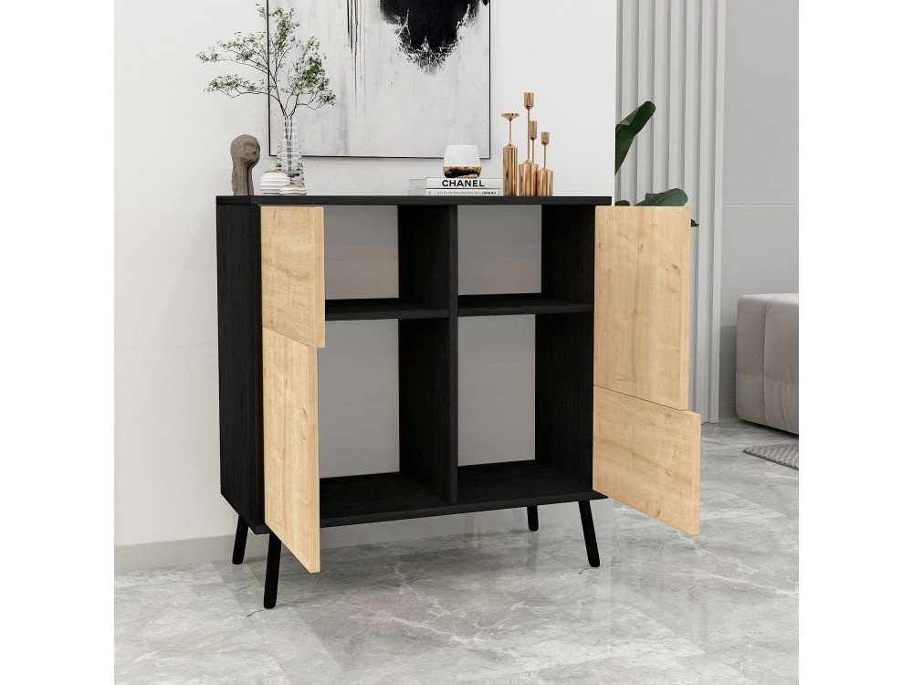 Armoire multifonction en bois "Darien" - 76.5 x 35 x 79.5 cm - Bois Noir