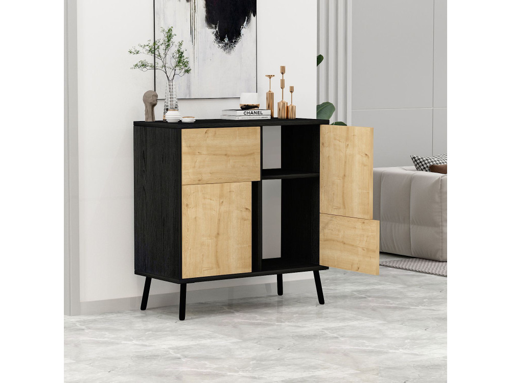 Armoire multifonction en bois "Darien" - 76.5 x 35 x 79.5 cm - Bois Noir