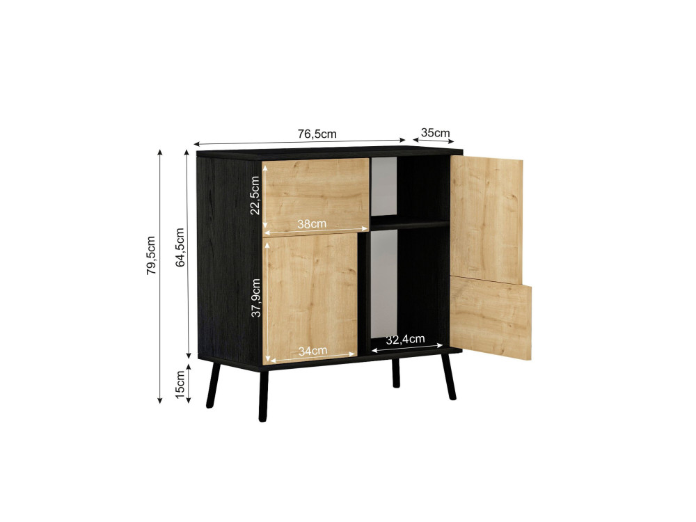 Armoire multifonction en bois "Darien" - 76.5 x 35 x 79.5 cm - Bois Noir