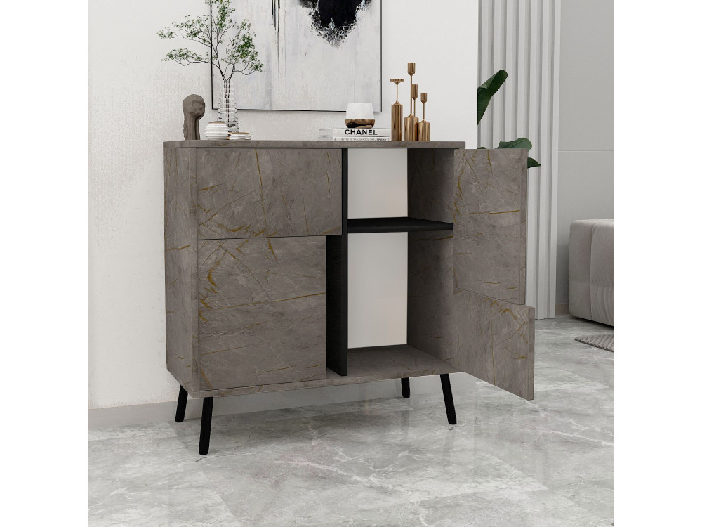 Armoire multifonction en bois "Darien" - 76.5 x 35 x 79.5 cm - Marbre