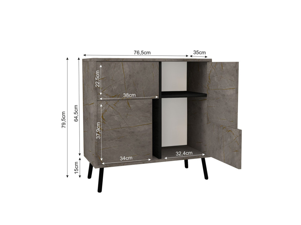 Armoire multifonction en bois "Darien" - 76.5 x 35 x 79.5 cm - Marbre