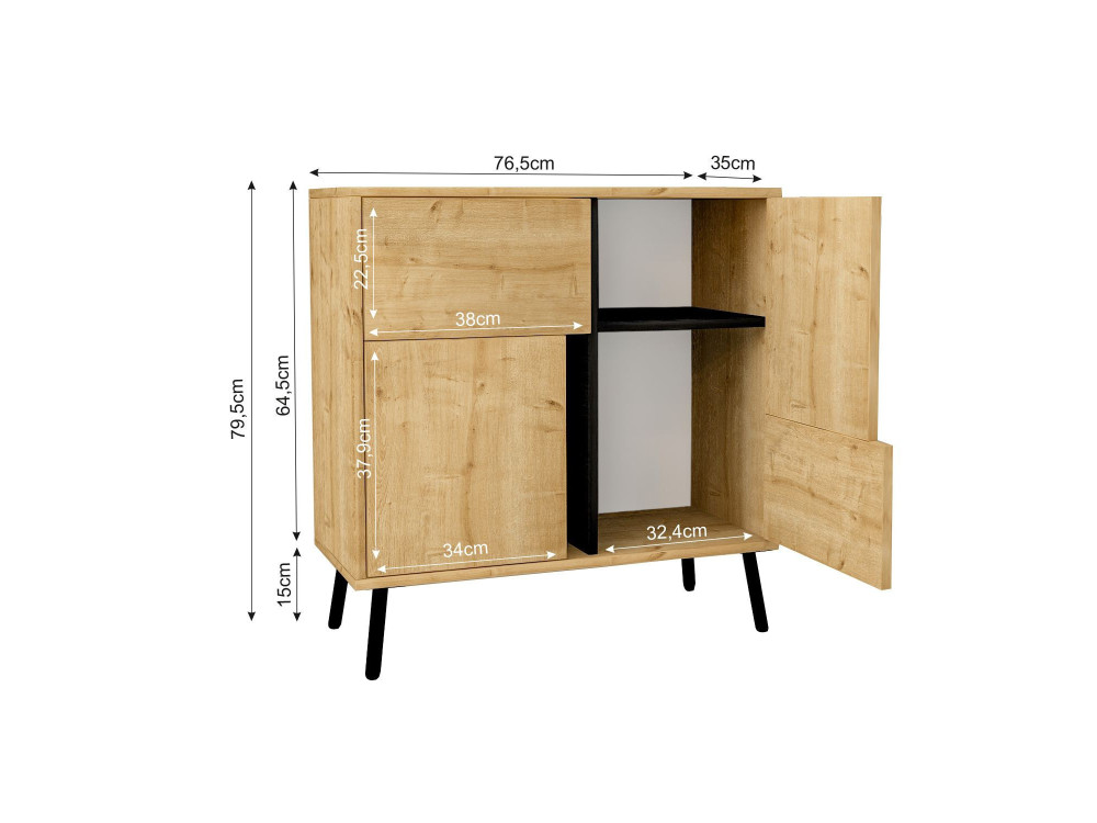 Buffet en bois "Darien" - 76 x 35 x 79 cm - Beige
