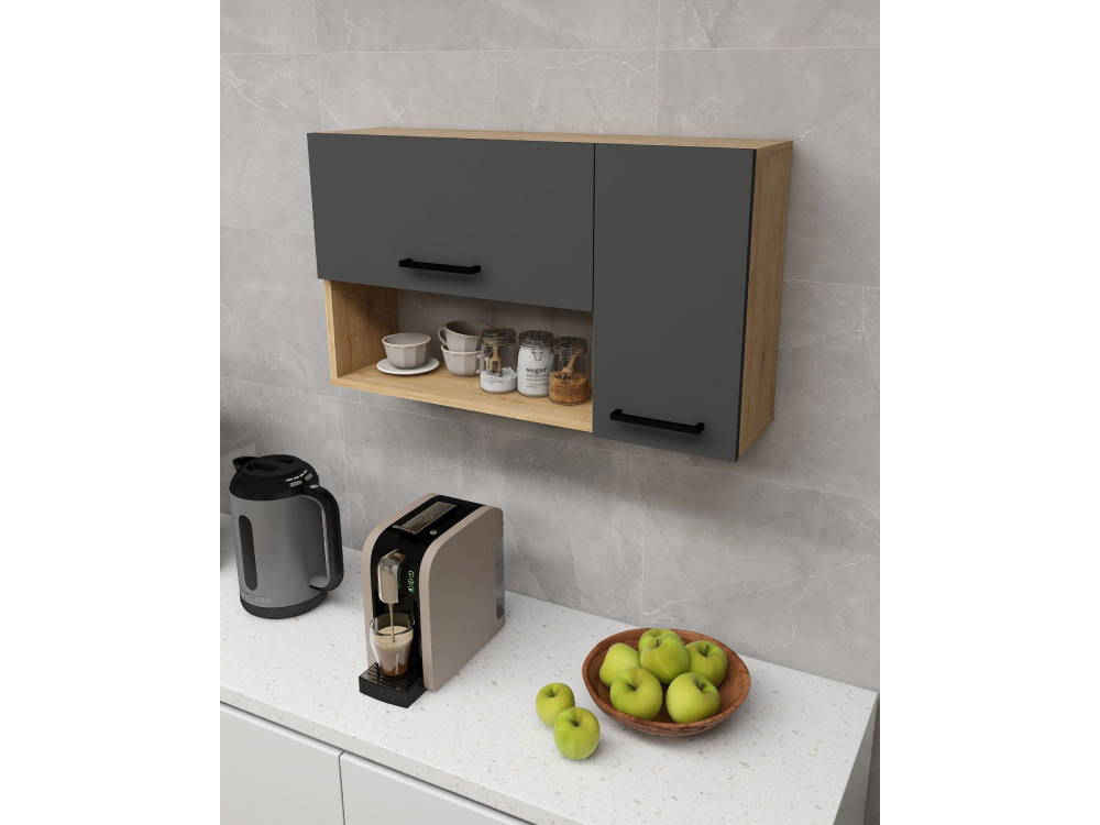 Buffet en bois "Akasya" - 90 x 24 x 52 cm - Gris anthracite