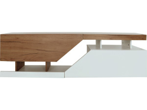 Meuble TV "Ceelias" - 160 x 46 x 35 cm - Blanc/Marron Foncé