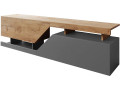 Meuble TV "Ceelias" - 160 x 46 x 35 cm - Blanc/Marron Foncé - Gris/Marron