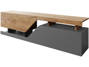 Meuble TV "Ceelias" -160 x 46 x 35 cm - Gris/Marron