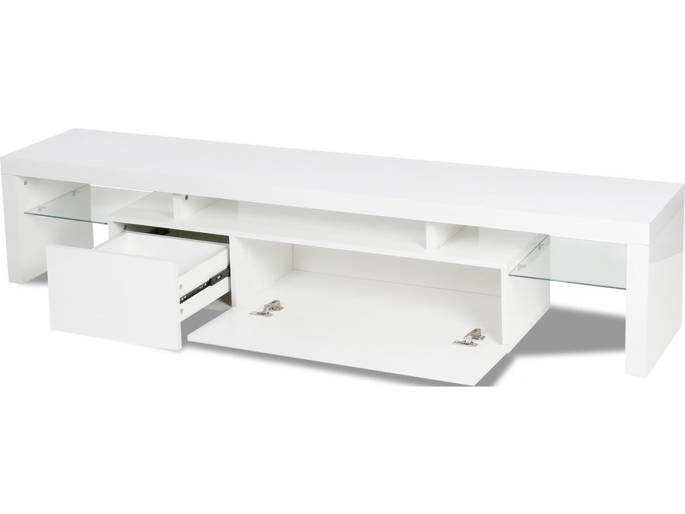 Meuble TV LED laqué "Tina" - 187.5 x 34 x 38 cm - Blanc
