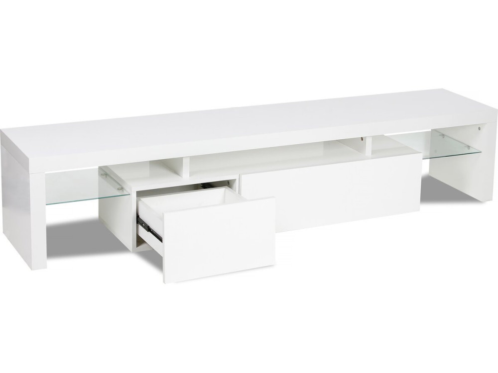 Meuble TV LED laqué "Tina" - 187.5 x 34 x 38 cm - Blanc