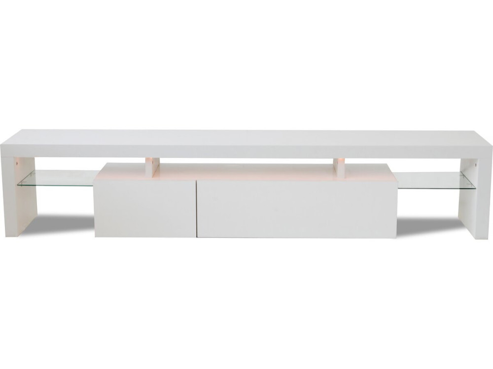 Meuble TV LED laqué "Tina" - 187.5 x 34 x 38 cm - Blanc