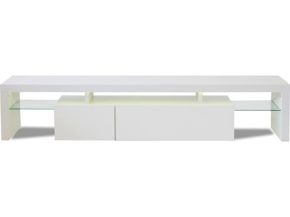 Meuble TV LED laqué "Tina" - 187.5 x 34 x 38 cm - Blanc