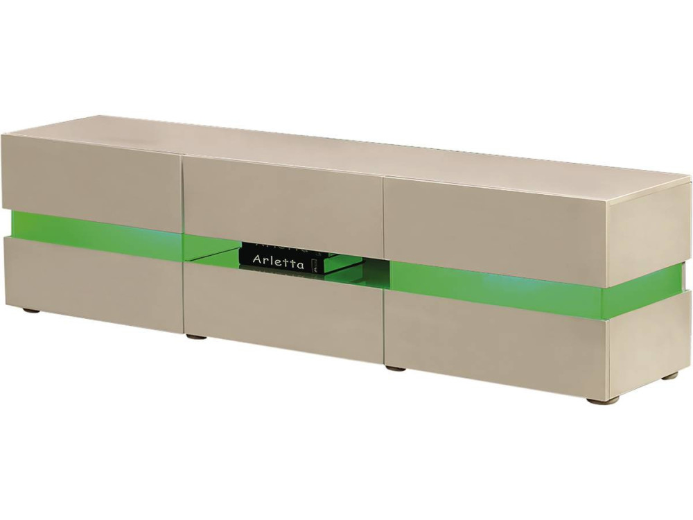 Meuble TV LED "Vida' - 177 x 39 x 45 cm - Blanc laqué