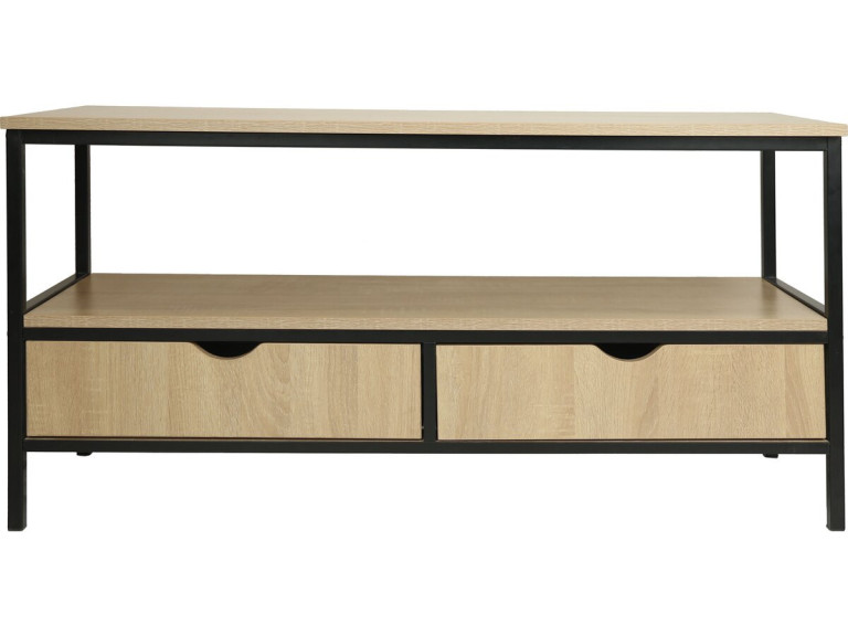 Meuble TV avec tiroir style industriel "Detroit" - 113 x 40 x 55 cm - Beige