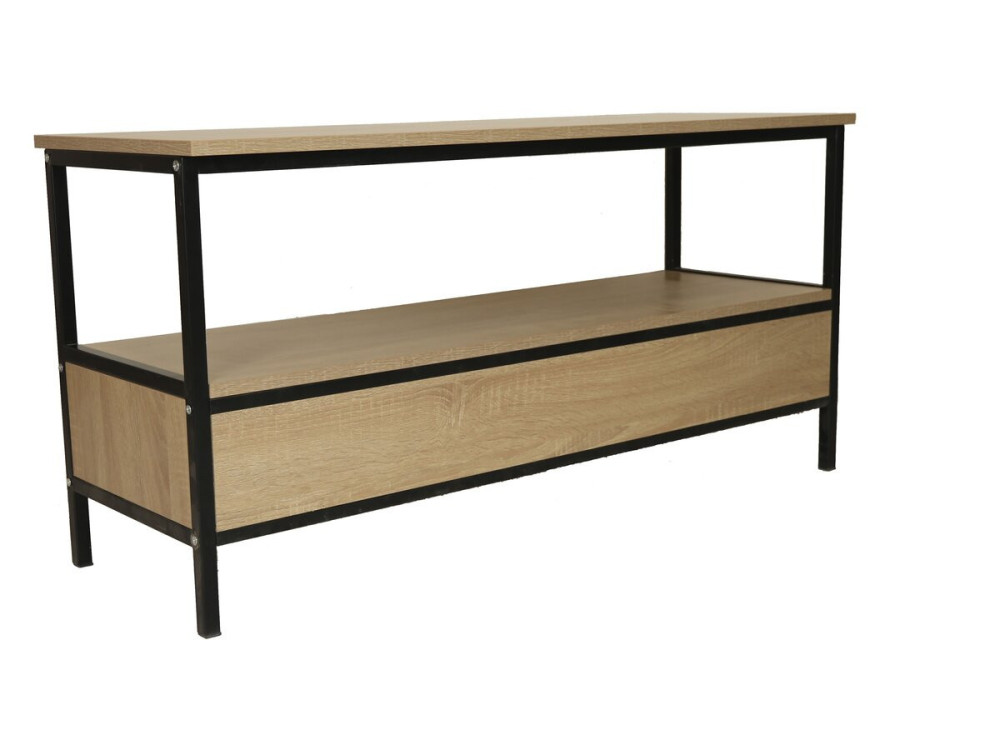 Meuble TV avec tiroir style industriel "Detroit" - 113 x 40 x 55 cm - Beige