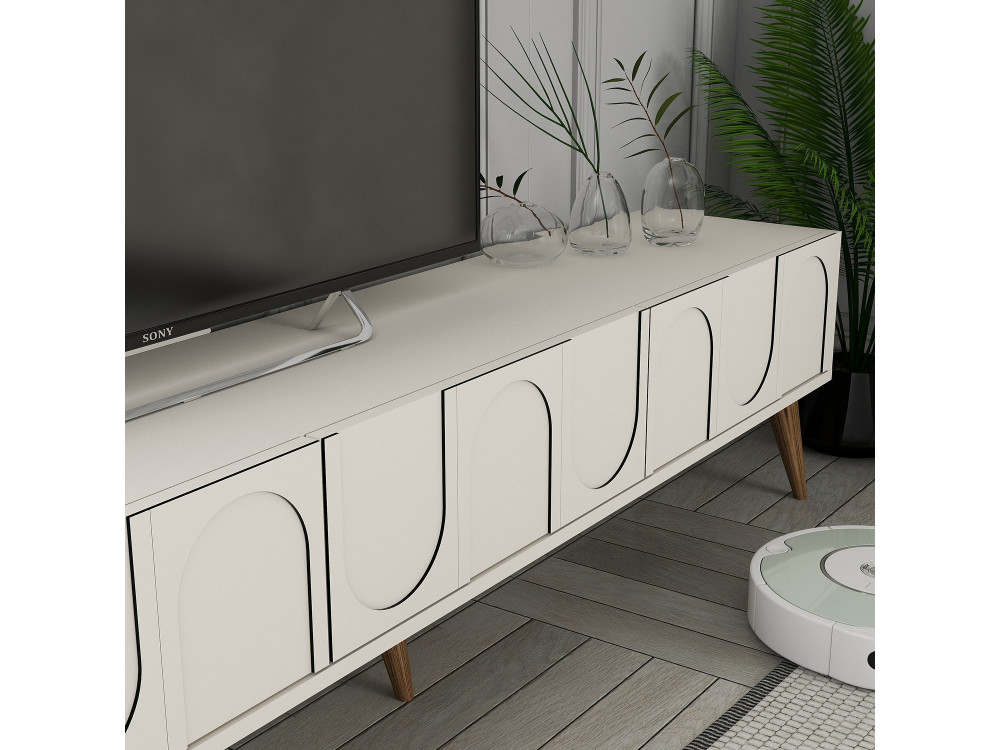 Meuble TV en bois "Lyon" - 180 x 35 x 44 cm - CrèmeNoix