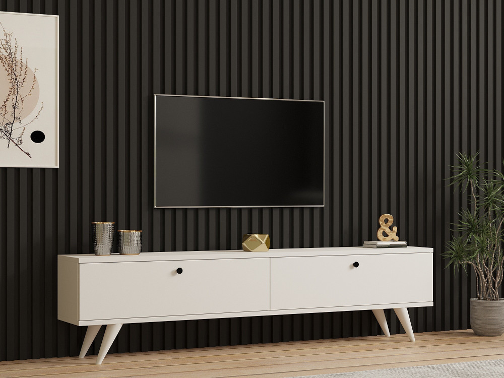 Meuble TV en bois "Paris" - 160 x 25 x 40 cm - Blanc