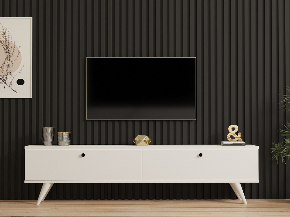 Meuble TV en bois "Paris" - 160 x 25 x 40 cm - Blanc