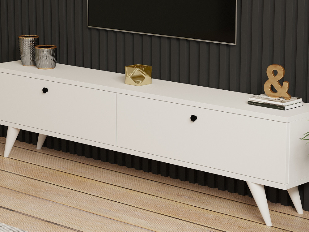 Meuble TV en bois "Paris" - 160 x 25 x 40 cm - Blanc